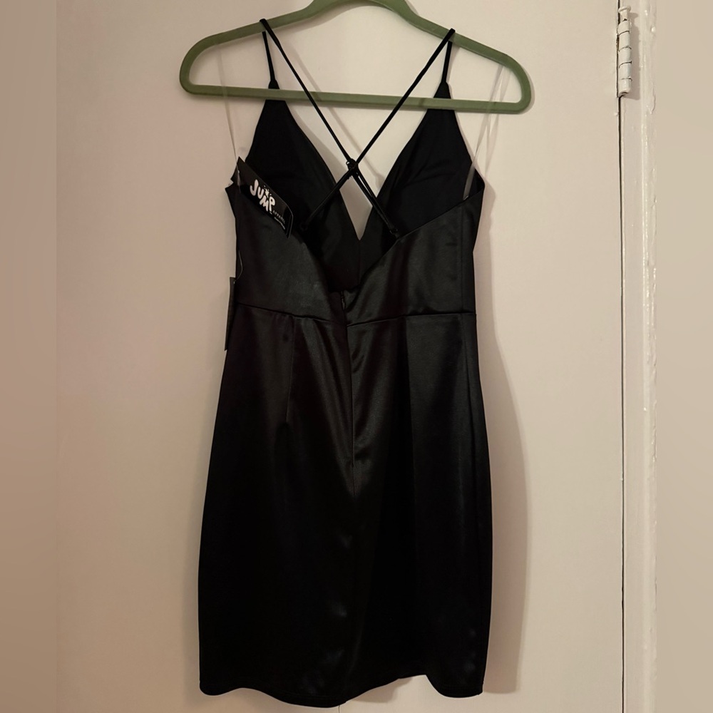 Jump Apparel Black Satin Mini Dress NWT — Size 7/8 - Picture 3 of 3